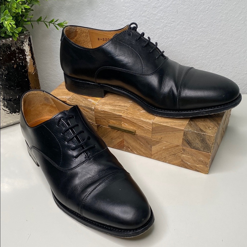 Sebago Cap Toe Oxford Lace Up Dress‎ Shoe Black Leather Size 8.5